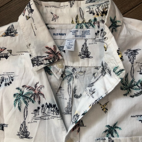 2x Men’s Beach/ Resort Print Button up Shirts -Blue/White - Size lg - Picture 2 of 5